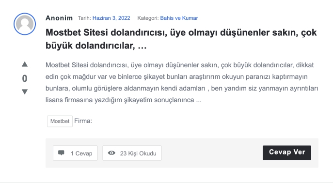 Mostbet Complaints